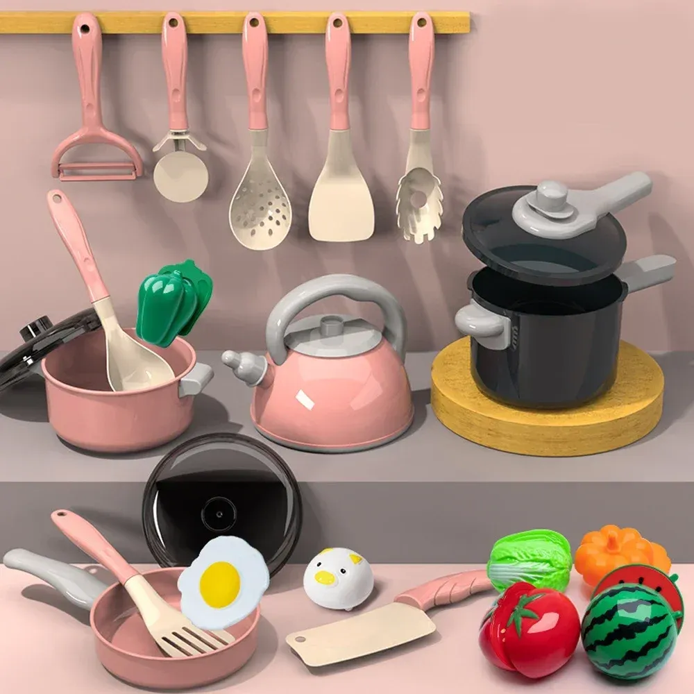 Kids Play Kitchen Toy Set - 92/69/59 PCS Pretend Food Cooking Accessories Kit with Pots, Pans, Utensils & Realistic Food for Toddlers, Girls & Boys - Educational Role Play Gift showcase 1