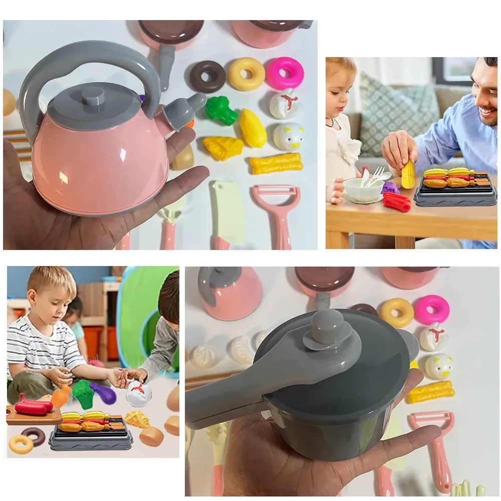 Kids Play Kitchen Toy Set - 92/69/59 PCS Pretend Food Cooking Accessories Kit with Pots, Pans, Utensils & Realistic Food for Toddlers, Girls & Boys - Educational Role Play Gift thumbnail 3