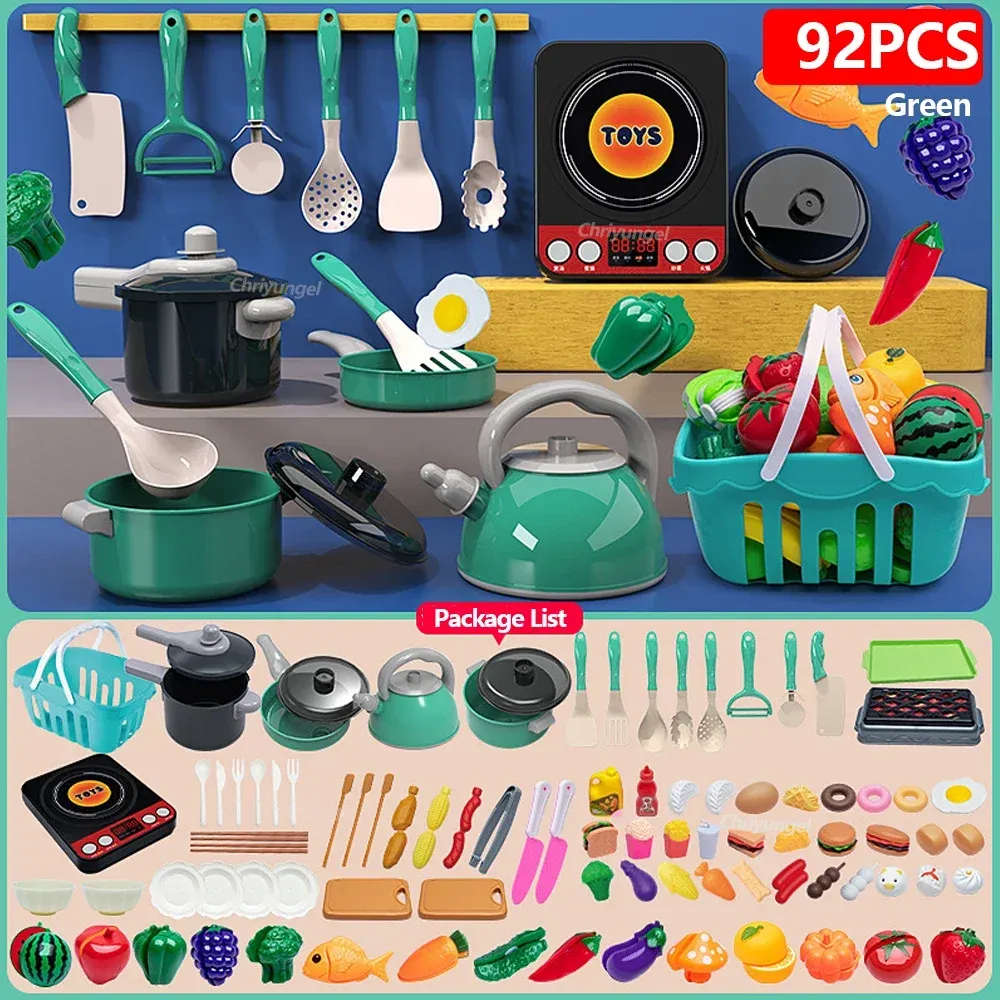 Kids Play Kitchen Toy Set - 92/69/59 PCS Pretend Food Cooking Accessories Kit with Pots, Pans, Utensils & Realistic Food for Toddlers, Girls & Boys - Educational Role Play Gift showcase 20