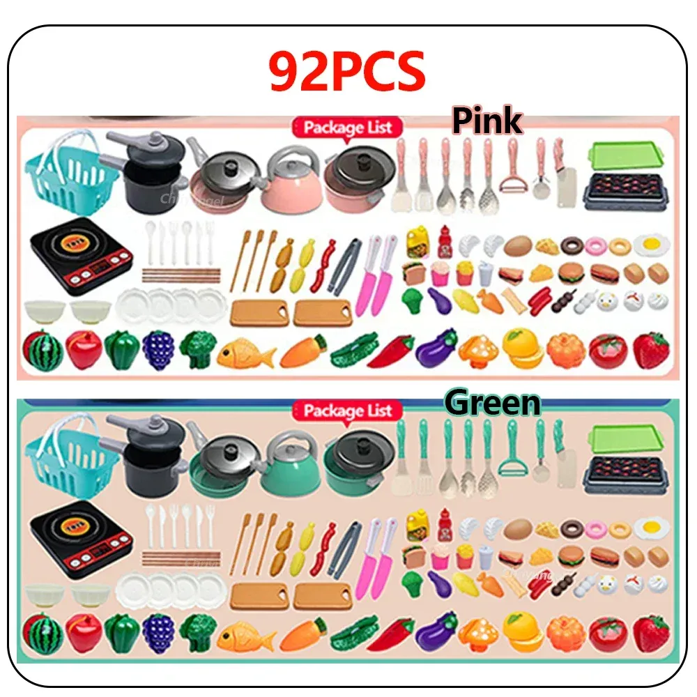 Kids Play Kitchen Toy Set - 92/69/59 PCS Pretend Food Cooking Accessories Kit with Pots, Pans, Utensils & Realistic Food for Toddlers, Girls & Boys - Educational Role Play Gift showcase 16