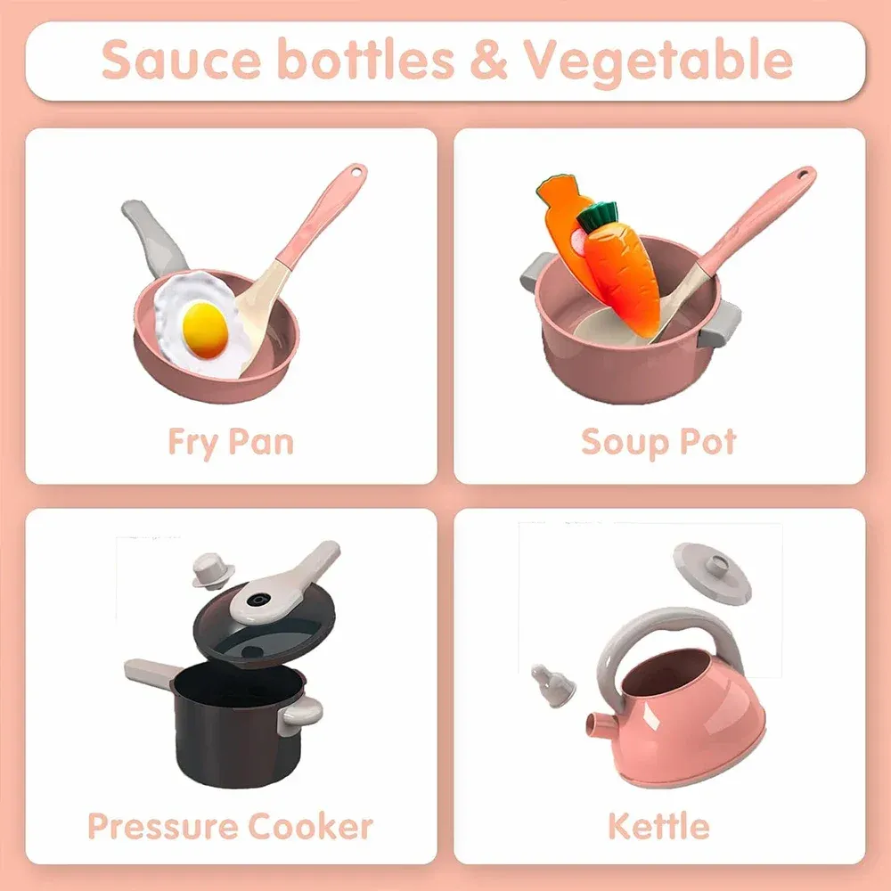 59/69 PCS Kids Play Kitchen Toy Set with Pots, Pans, Pretend Food & Accessories - Educational Toddler Cooking Gift for Boys & Girls showcase 11