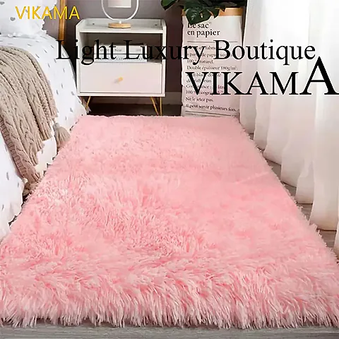 VIKAMA Luxury Silk Wool Rug - Soft Solid Color Mat for Living Room, Bedroom, Bedside, Sofa | Non-Slip, Dirt-Resistant, Washable Home Decor