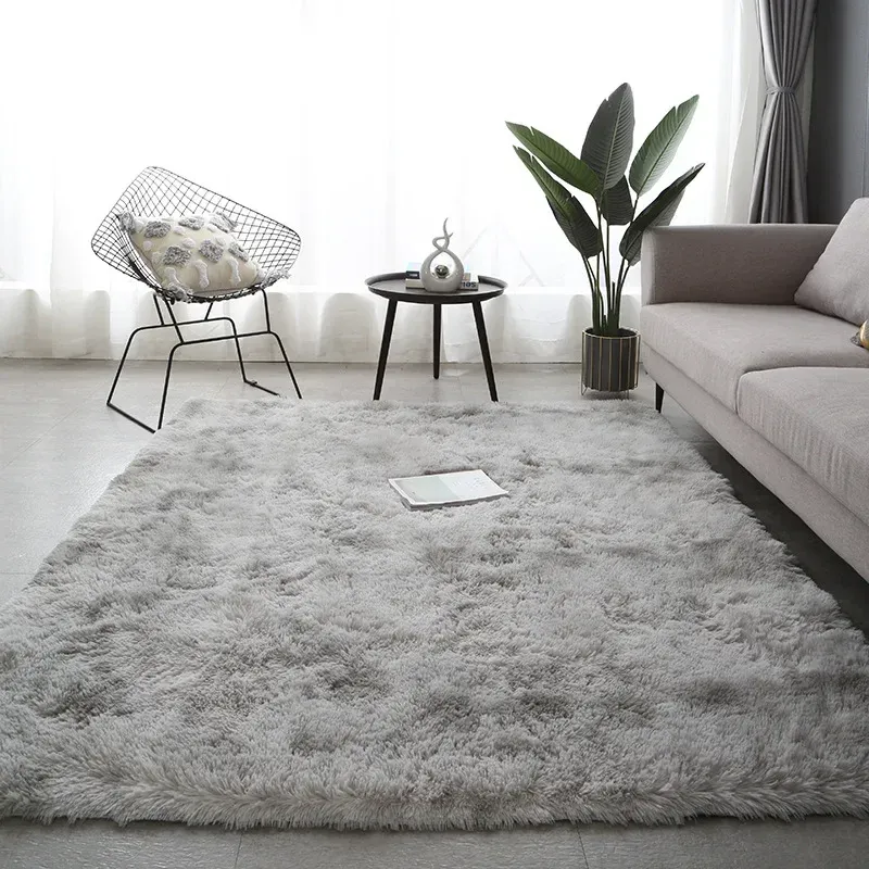 Plush Gray Carpet for Living Room & Bedroom | Soft Velvet Fluffy Floor Rugs | Anti-slip Home Decor Mats for Kids Rooms | Various Sizes Available - Image 4