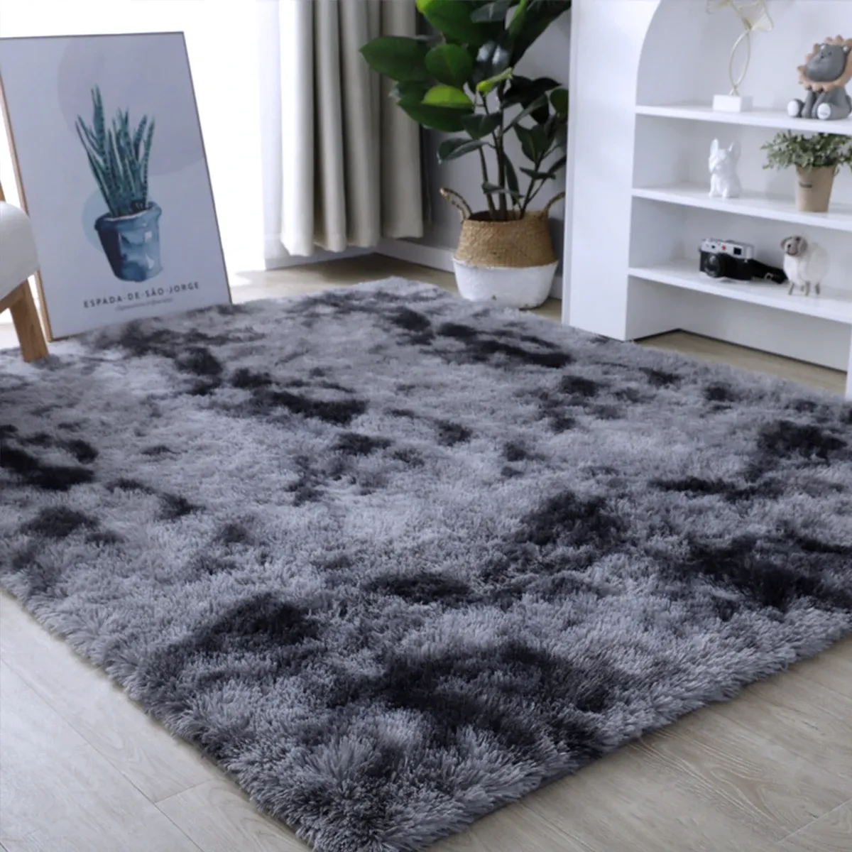 Plush Gray Carpet for Living Room & Bedroom | Soft Velvet Fluffy Floor Rugs | Anti-slip Home Decor Mats for Kids Rooms | Various Sizes Available showcase 3