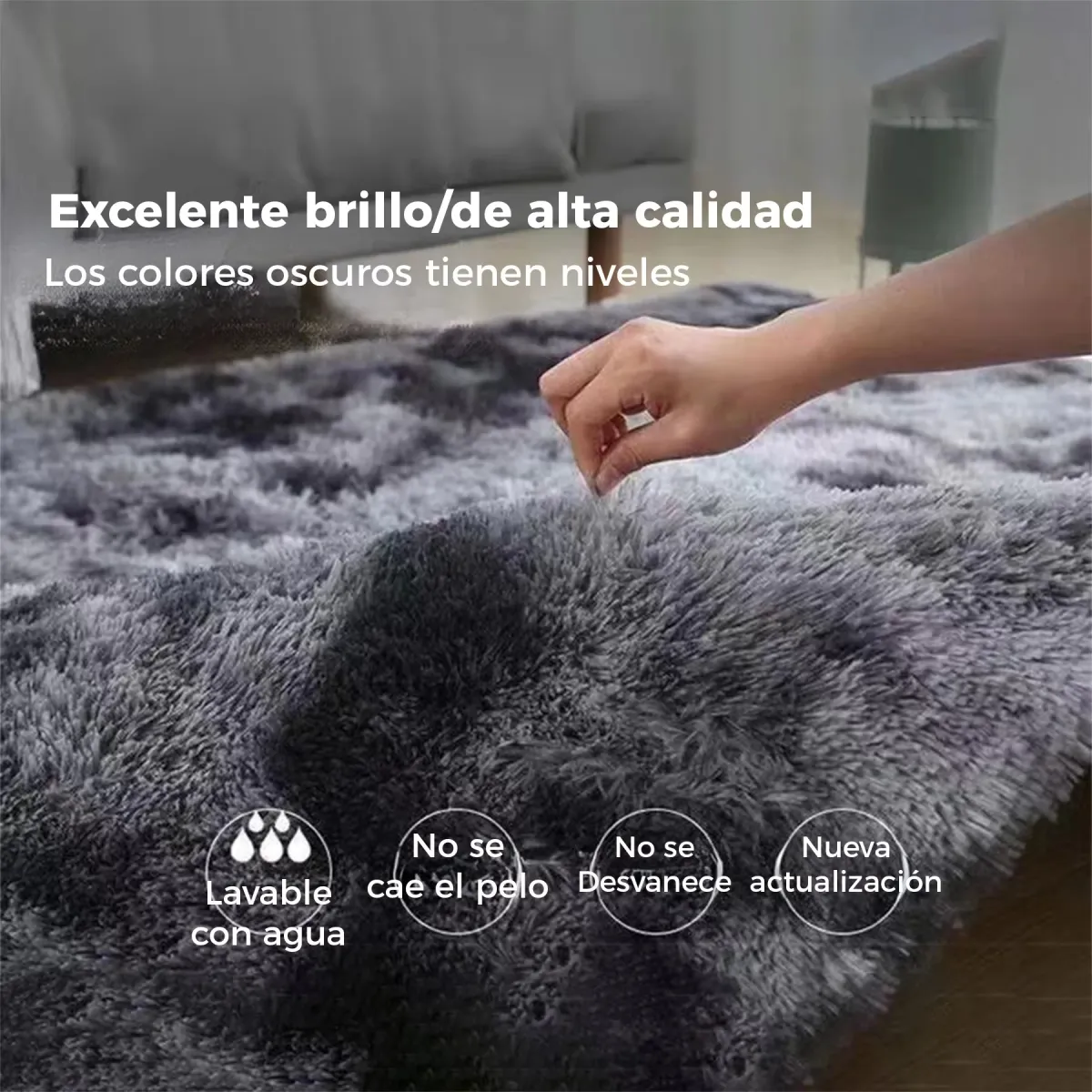 Plush Gray Carpet for Living Room & Bedroom | Soft Velvet Fluffy Floor Rugs | Anti-slip Home Decor Mats for Kids Rooms | Various Sizes Available showcase 2