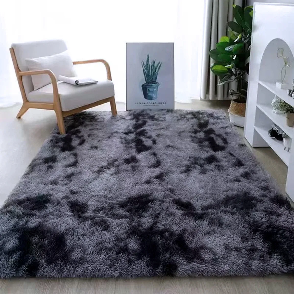 Plush Gray Carpet for Living Room & Bedroom | Soft Velvet Fluffy Floor Rugs | Anti-slip Home Decor Mats for Kids Rooms | Various Sizes Available showcase 4