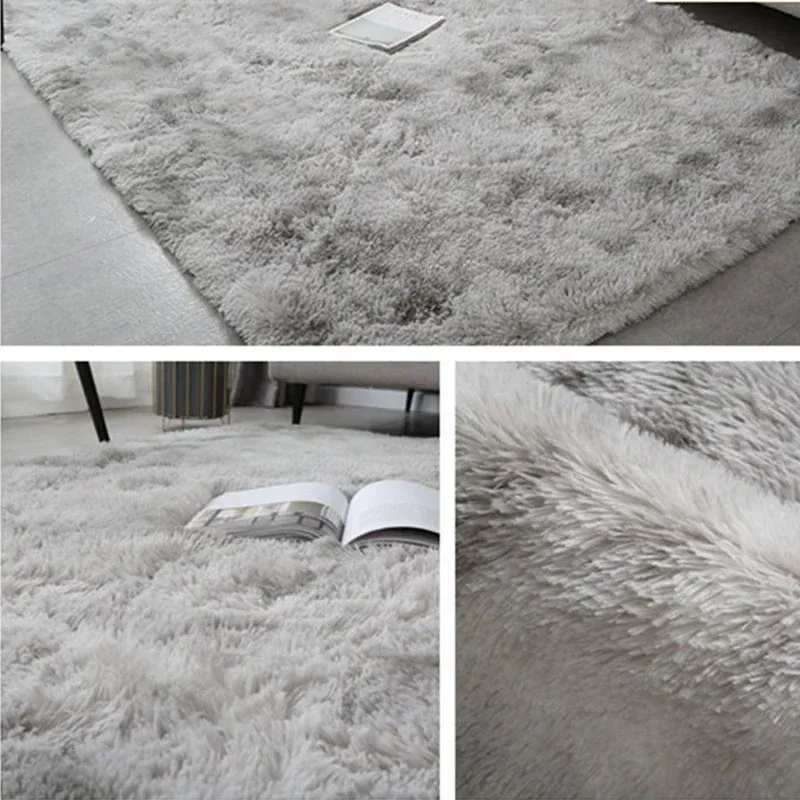 Plush Gray Carpet for Living Room & Bedroom | Soft Velvet Fluffy Floor Rugs | Anti-slip Home Decor Mats for Kids Rooms | Various Sizes Available - Image 3