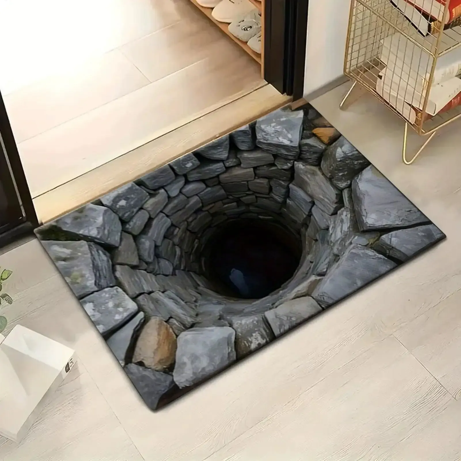 3D Optical Illusion Rugs - Anti-Slip Hole Doormat for Christmas, Halloween, Bedroom, Living Room, Bathroom Decor thumbnail 1