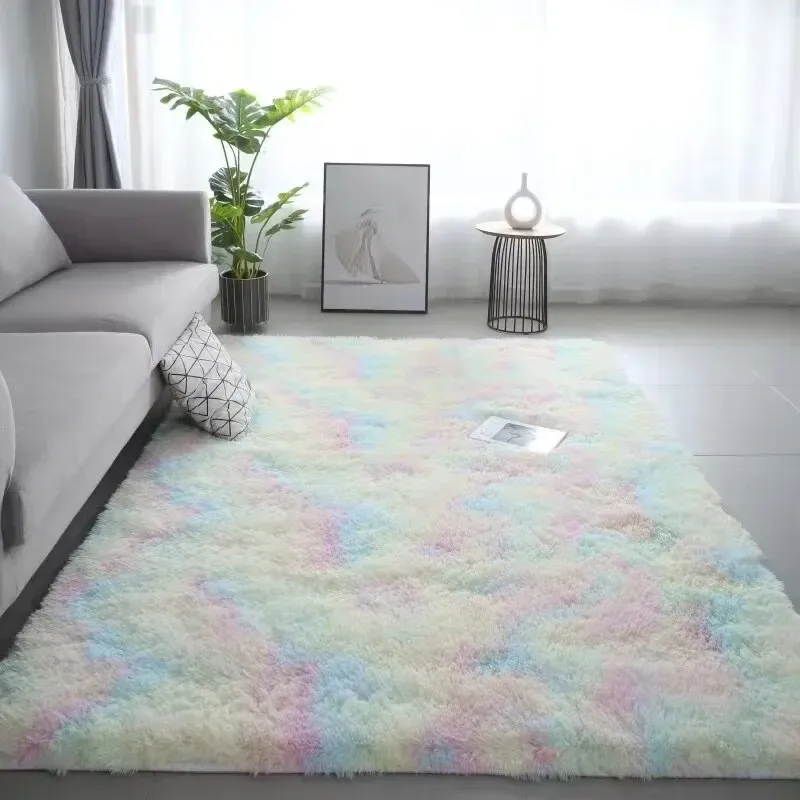VIKAMA Tie-Dye Silk Wool Rug - Washable, Non-Slip Carpet Mat for Children's Room, Living Room, Bedroom thumbnail 3