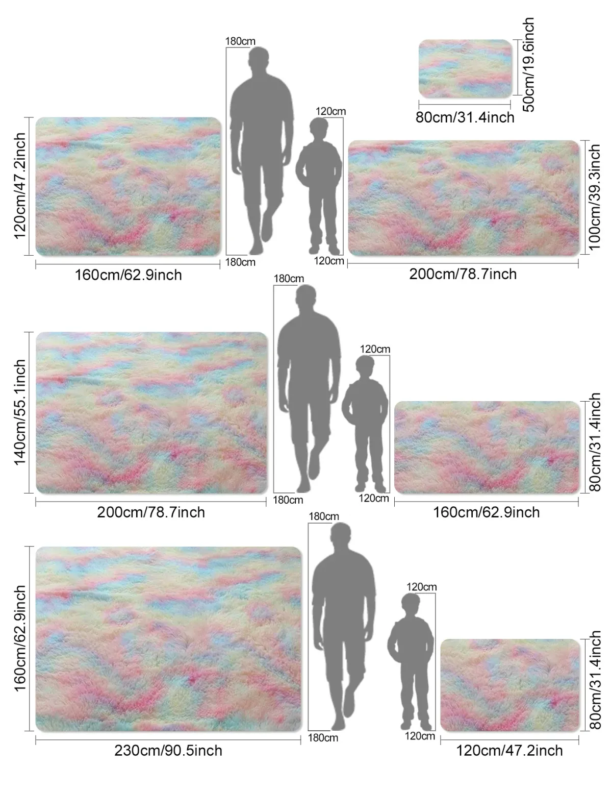 VIKAMA Tie-Dye Silk Wool Rug - Washable, Non-Slip Carpet Mat for Children's Room, Living Room, Bedroom showcase 28
