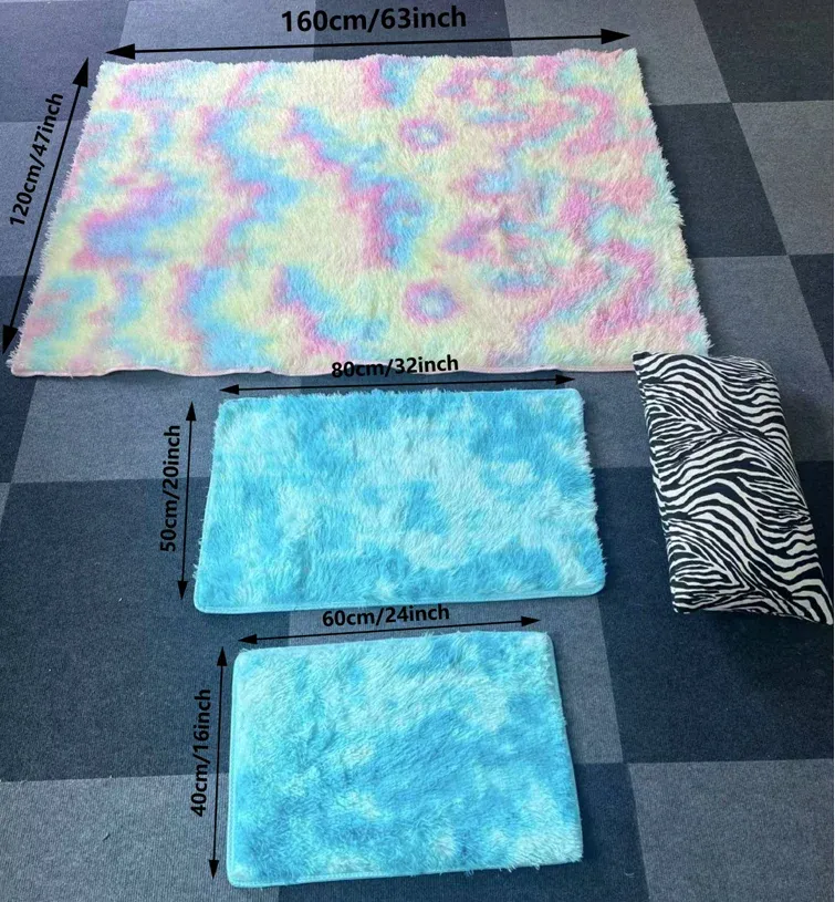 VIKAMA Tie-Dye Silk Wool Rug - Washable, Non-Slip Carpet Mat for Children's Room, Living Room, Bedroom showcase 19
