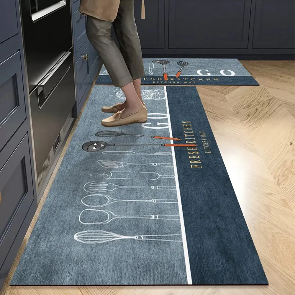 Non-Slip Crystal Velvet Kitchen Mat Long Rugs - Absorbent Doormat for Living Room, Bedroom, and Entryway - Soft, Durable Floor Carpet