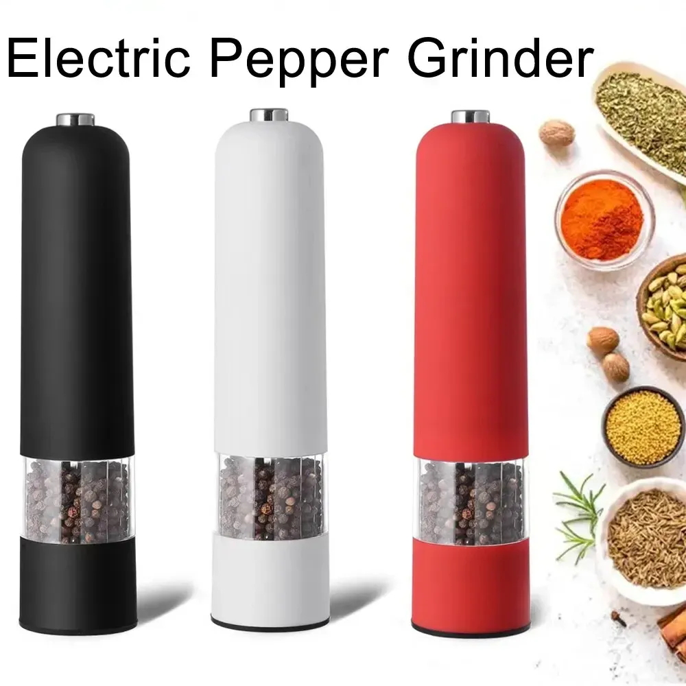 Electric Automatic Pepper Salt Grinder with LED Light - Adjustable Coarseness Spice Mill for Kitchen Cooking, Durable Plastic, Battery Operated thumbnail 1