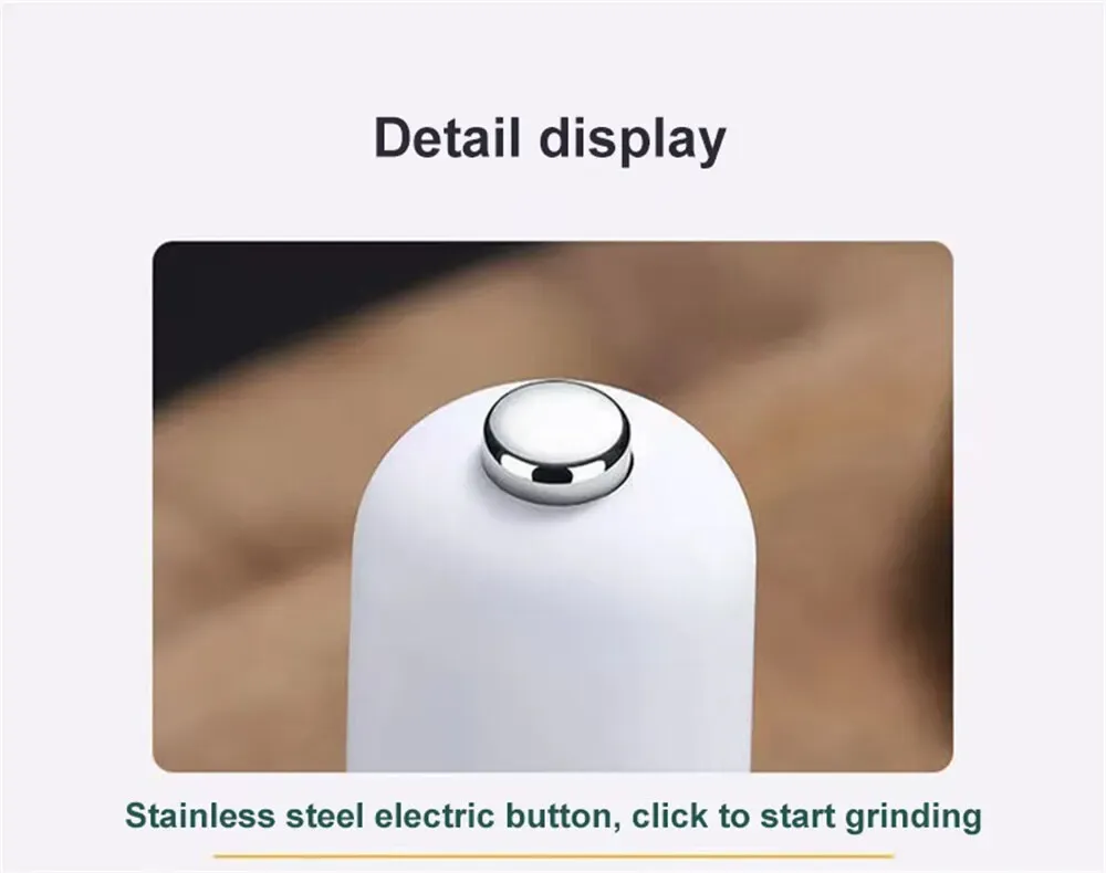 Electric Automatic Pepper Salt Grinder with LED Light - Adjustable Coarseness Spice Mill for Kitchen Cooking, Durable Plastic, Battery Operated showcase 5