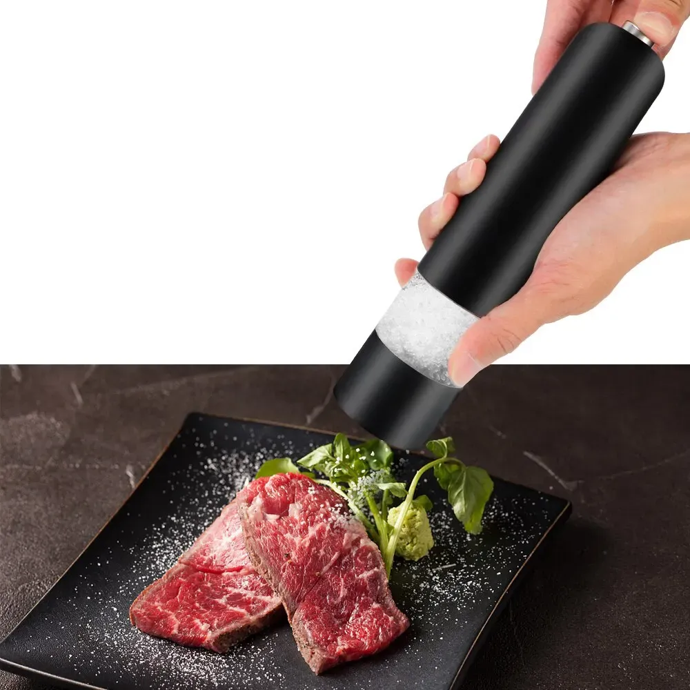 Electric Automatic Pepper Salt Grinder with LED Light - Adjustable Coarseness Spice Mill for Kitchen Cooking, Durable Plastic, Battery Operated showcase 8