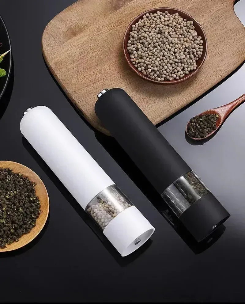 Electric Automatic Salt and Pepper Grinder Set with Adjustable Coarseness and LED Light - Stainless Steel & ABS Kitchen Cooking Tool thumbnail 2