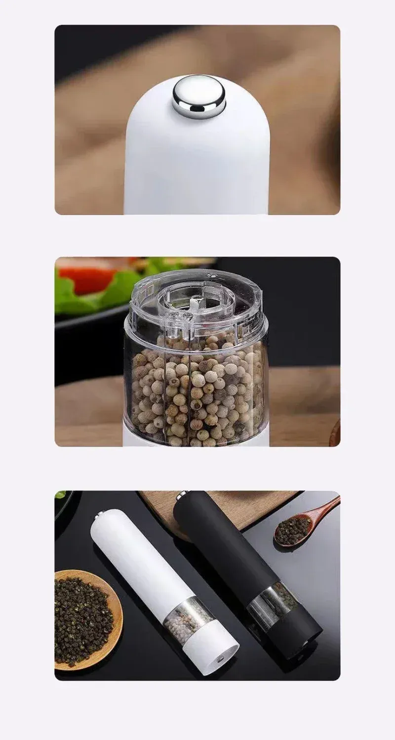 Electric Automatic Salt and Pepper Grinder Set with Adjustable Coarseness and LED Light - Stainless Steel & ABS Kitchen Cooking Tool showcase 8