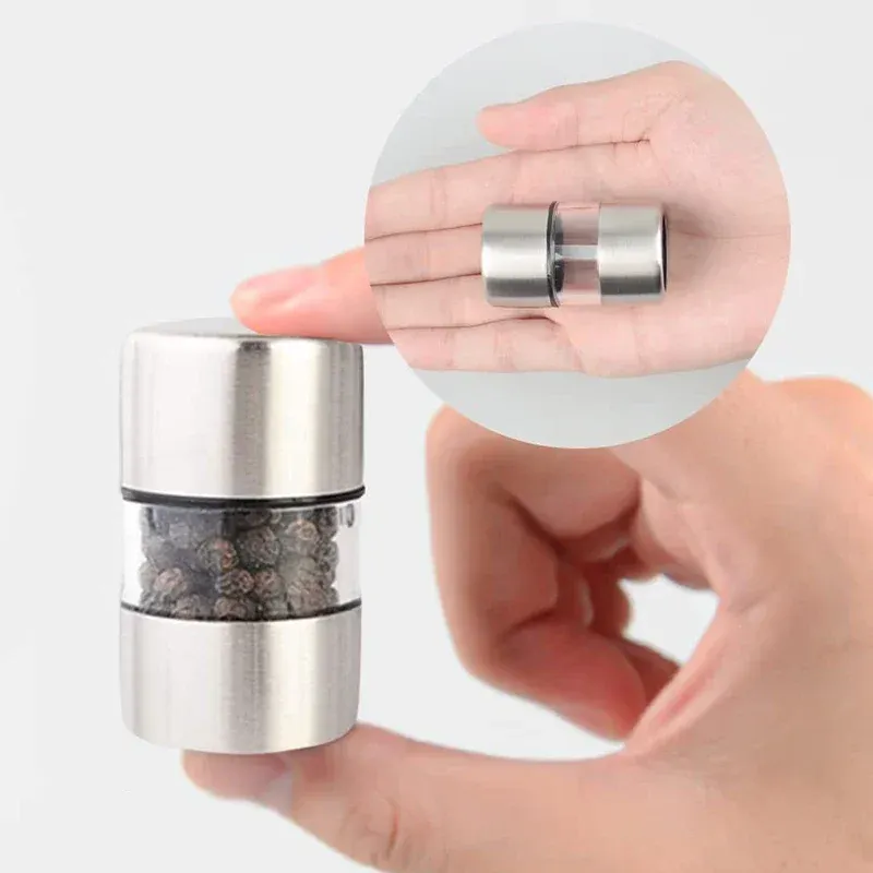 Portable Mini Salt Pepper Grinder Mill - Stainless Steel Manual Spice Grinder with Ceramic Core for Kitchen Use, Grinding Herbs, Pepper, Rose Salt showcase 2