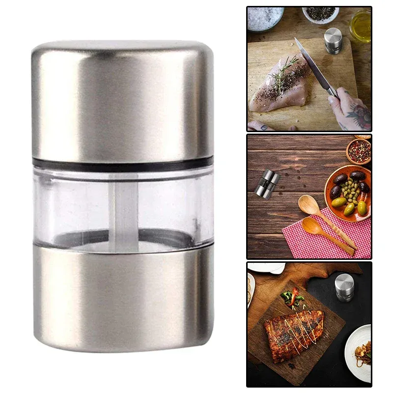 Portable Mini Salt Pepper Grinder Mill - Stainless Steel Manual Spice Grinder with Ceramic Core for Kitchen Use, Grinding Herbs, Pepper, Rose Salt showcase 5
