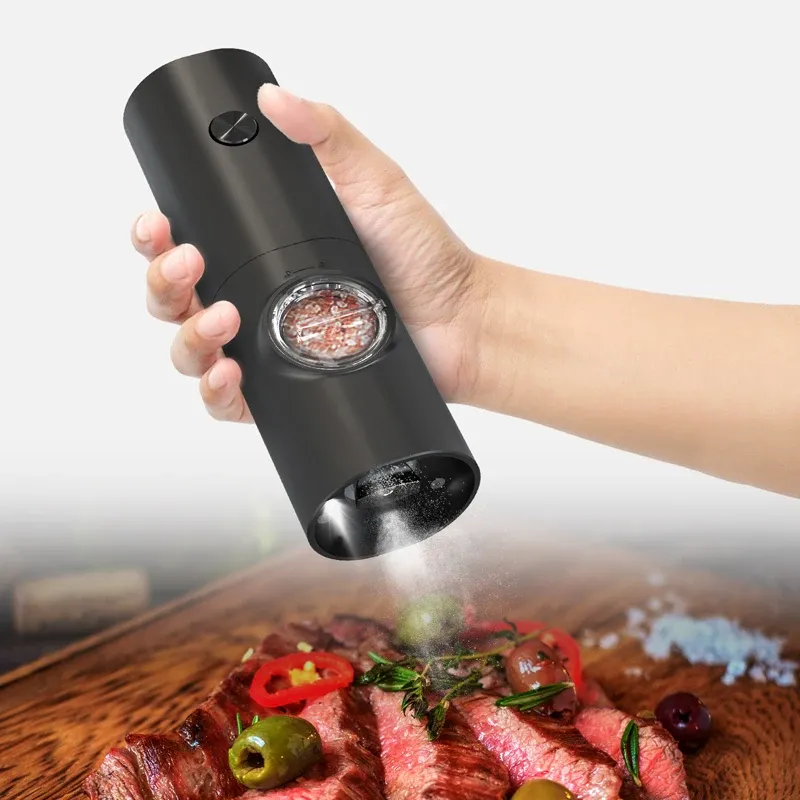 Electric Automatic Pepper Grinder Set - Rechargeable Salt and Pepper Mill with Adjustable Coarseness, LED Light, Stainless Steel/ABS, Kitchen Spice Grinder thumbnail 4