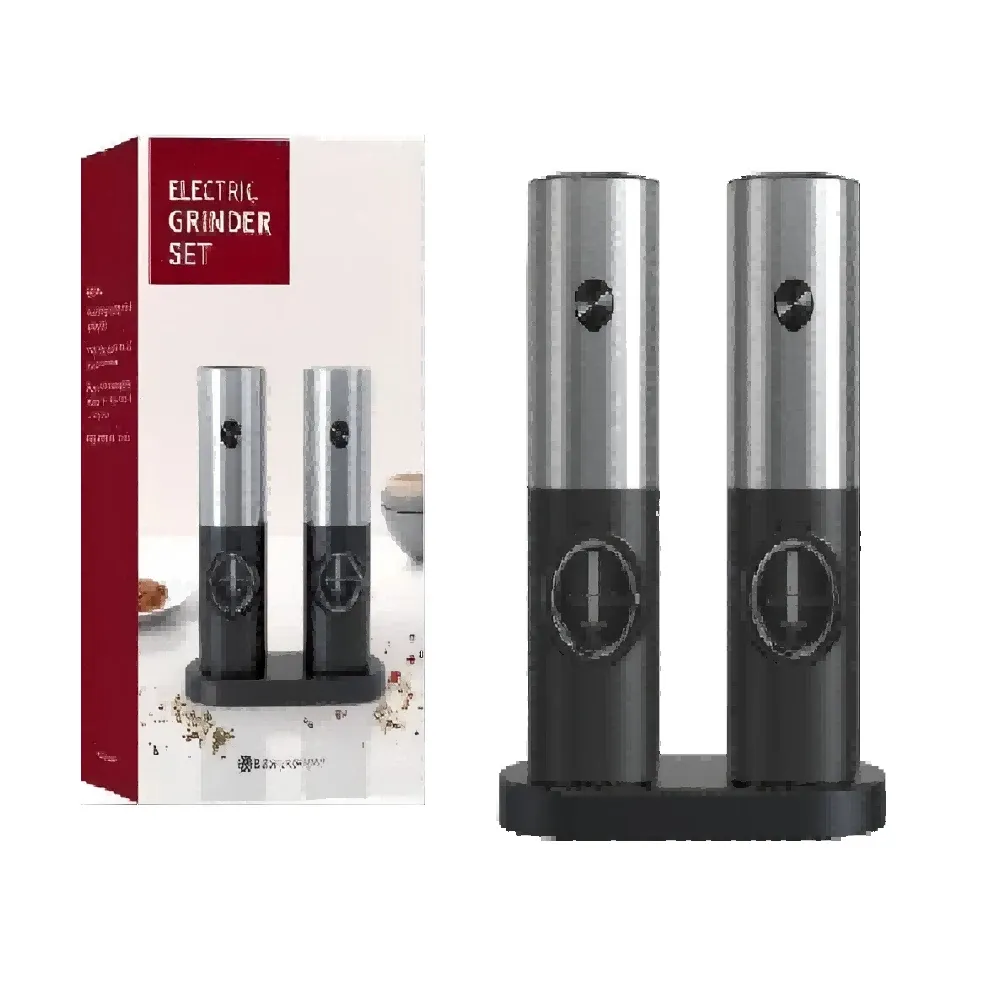 Electric Automatic Pepper Grinder Set - Rechargeable Salt and Pepper Mill with Adjustable Coarseness, LED Light, Stainless Steel/ABS, Kitchen Spice Grinder thumbnail 1
