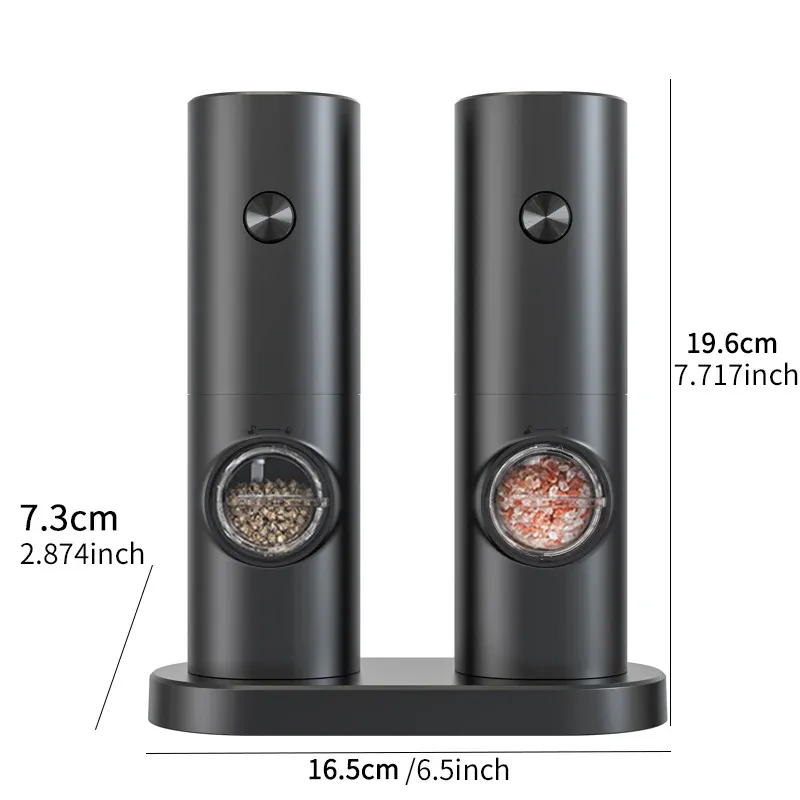 Electric Automatic Pepper Grinder Set - Rechargeable Salt and Pepper Mill with Adjustable Coarseness, LED Light, Stainless Steel/ABS, Kitchen Spice Grinder thumbnail 6