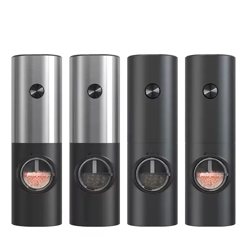 Electric Automatic Salt and Pepper Grinder Set with LED Light - Adjustable Coarseness, Stainless Steel & Plastic, Ceramic Grinder Core for Kitchen Use showcase 1