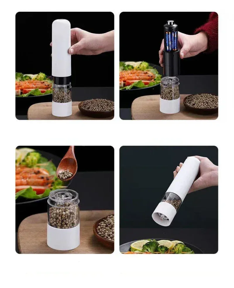 Electric Salt and Pepper Grinder Set with LED Light - Automatic Spice Mill for Kitchen Cooking, Adjustable Coarseness, Rechargeable Battery Operated showcase 7