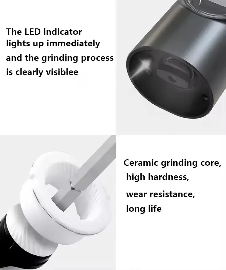 Electric Automatic Salt and Pepper Grinder Set with LED Light - Adjustable Coarseness Spice Mill for Kitchen Use showcase 15