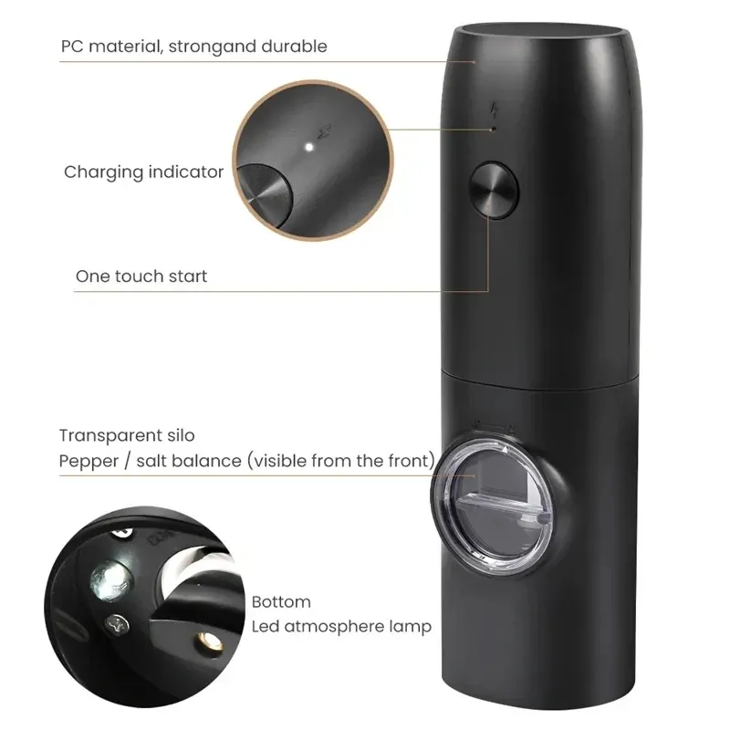 Electric Automatic Salt and Pepper Grinder Set with LED Light - Adjustable Coarseness Spice Mill for Kitchen Use showcase 8