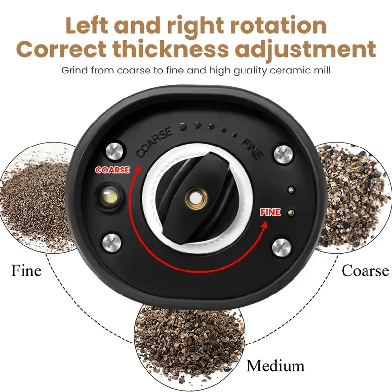 Electric Automatic Salt and Pepper Grinder Set with LED Light - Adjustable Coarseness Spice Mill for Kitchen Use showcase 5