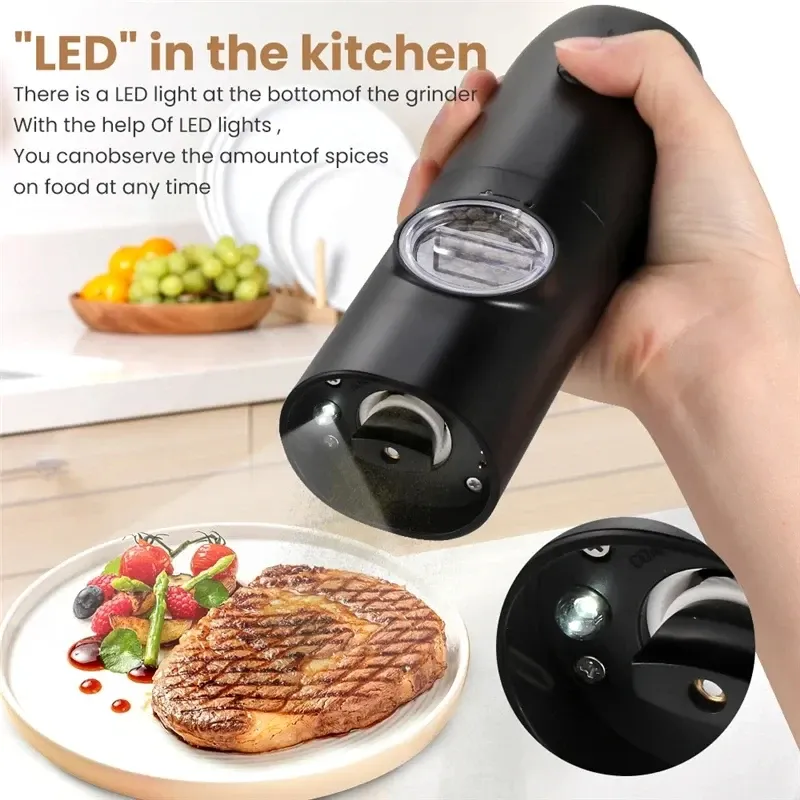 Electric Automatic Salt and Pepper Grinder Set with LED Light - Adjustable Coarseness Spice Mill for Kitchen Use showcase 3