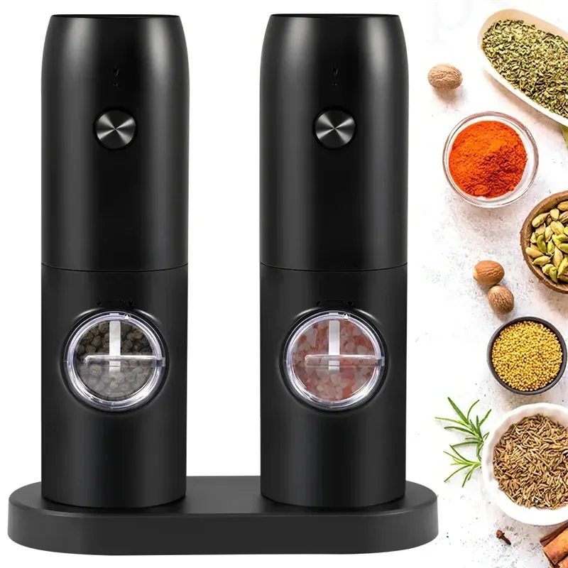 Electric Automatic Salt and Pepper Grinder Set with LED Light - Adjustable Coarseness Spice Mill for Kitchen Use showcase 1