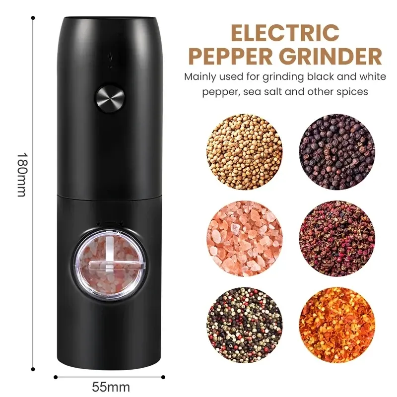 Electric Automatic Salt and Pepper Grinder Set with LED Light - Adjustable Coarseness Spice Mill for Kitchen Use showcase 7