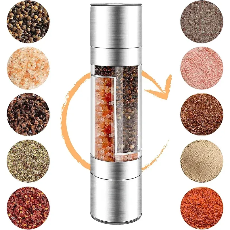 2-in-1 Stainless Steel Salt and Pepper Grinder Mill with Adjustable Ceramic Coarseness - Compact Manual Spice Tool for Kitchen & Outdoor showcase 8