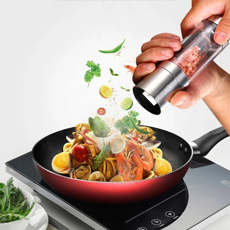 2-in-1 Stainless Steel Salt and Pepper Grinder Mill with Adjustable Ceramic Coarseness - Compact Manual Spice Tool for Kitchen & Outdoor showcase 9