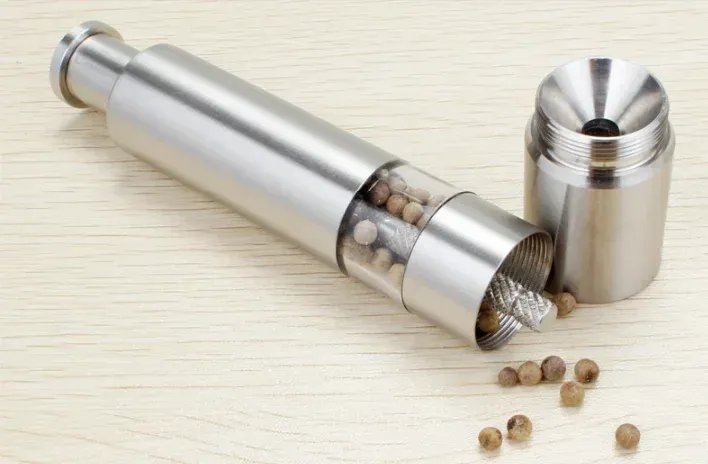 Manual Stainless Steel Spice Grinder - Efficient Thumb Push Salt & Pepper Mill for Kitchen Use, Sustainable Design showcase 8