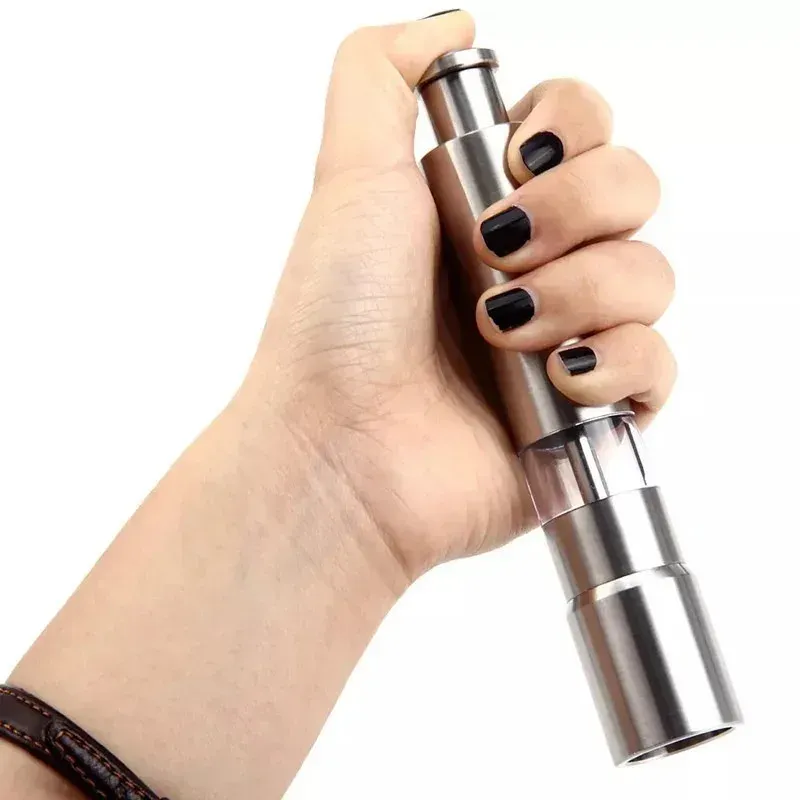 Manual Stainless Steel Spice Grinder - Efficient Thumb Push Salt & Pepper Mill for Kitchen Use, Sustainable Design thumbnail 1