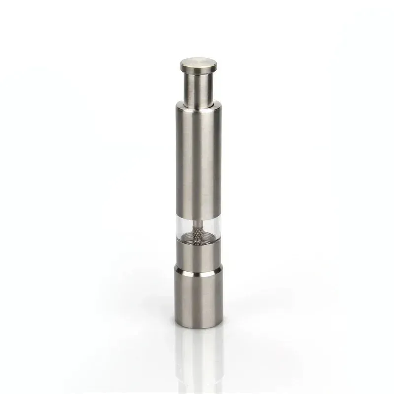 Manual Stainless Steel Spice Grinder - Efficient Thumb Push Salt & Pepper Mill for Kitchen Use, Sustainable Design thumbnail 3