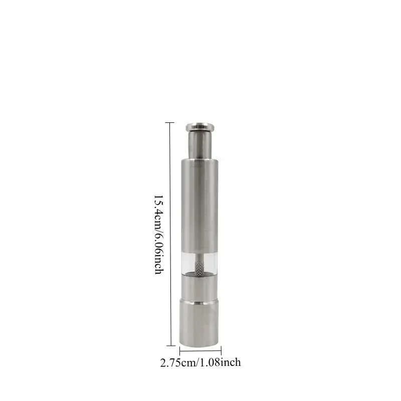 Manual Stainless Steel Spice Grinder - Efficient Thumb Push Salt & Pepper Mill for Kitchen Use, Sustainable Design thumbnail 6