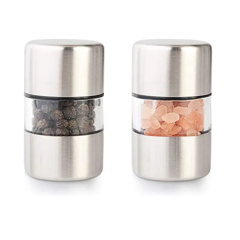 Portable Mini Stainless Steel Salt Pepper Grinder Mill with Ceramic Core - Manual Spice Herb Grinder for Kitchen Use thumbnail 1