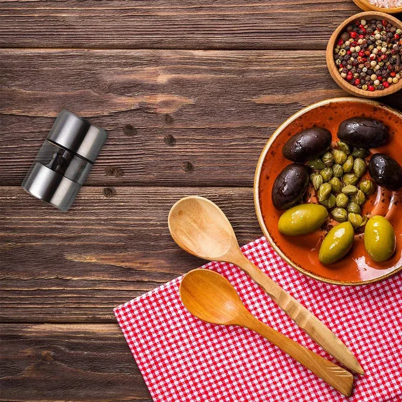 Portable Mini Stainless Steel Salt Pepper Grinder Mill with Ceramic Core - Manual Spice Herb Grinder for Kitchen Use thumbnail 6