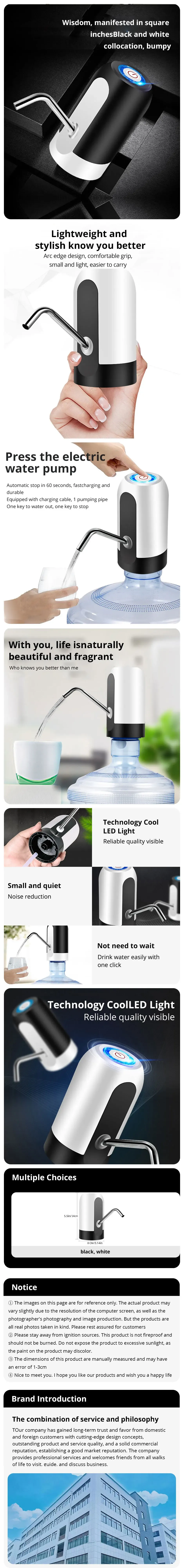 USB Rechargeable Automatic Water Bottle Pump Dispenser - One-Click Switch, Fast Flow, Fits All Barrels - Ideal for Home & Office showcase 1