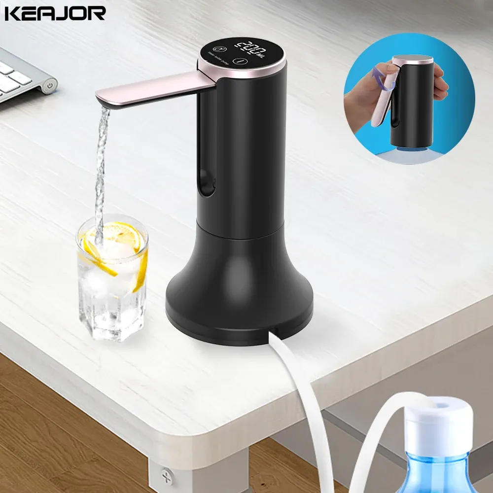 Automatic Electric Water Gallon Pump Dispenser - Rechargeable USB, Foldable Design, LCD Display, 3-Gear Quantitative & Continuous Pumping for 19L Bottles