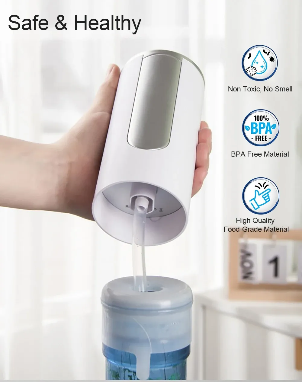 Automatic Electric Water Gallon Pump Dispenser - Rechargeable USB, Foldable Design, LCD Display, 3-Gear Quantitative & Continuous Pumping for 19L Bottles showcase 15
