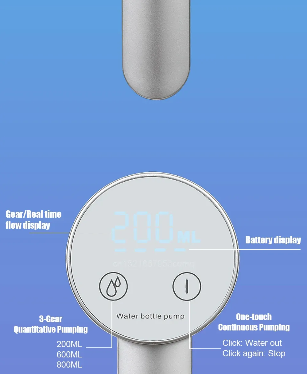 Automatic Electric Water Gallon Pump Dispenser - Rechargeable USB, Foldable Design, LCD Display, 3-Gear Quantitative & Continuous Pumping for 19L Bottles showcase 9