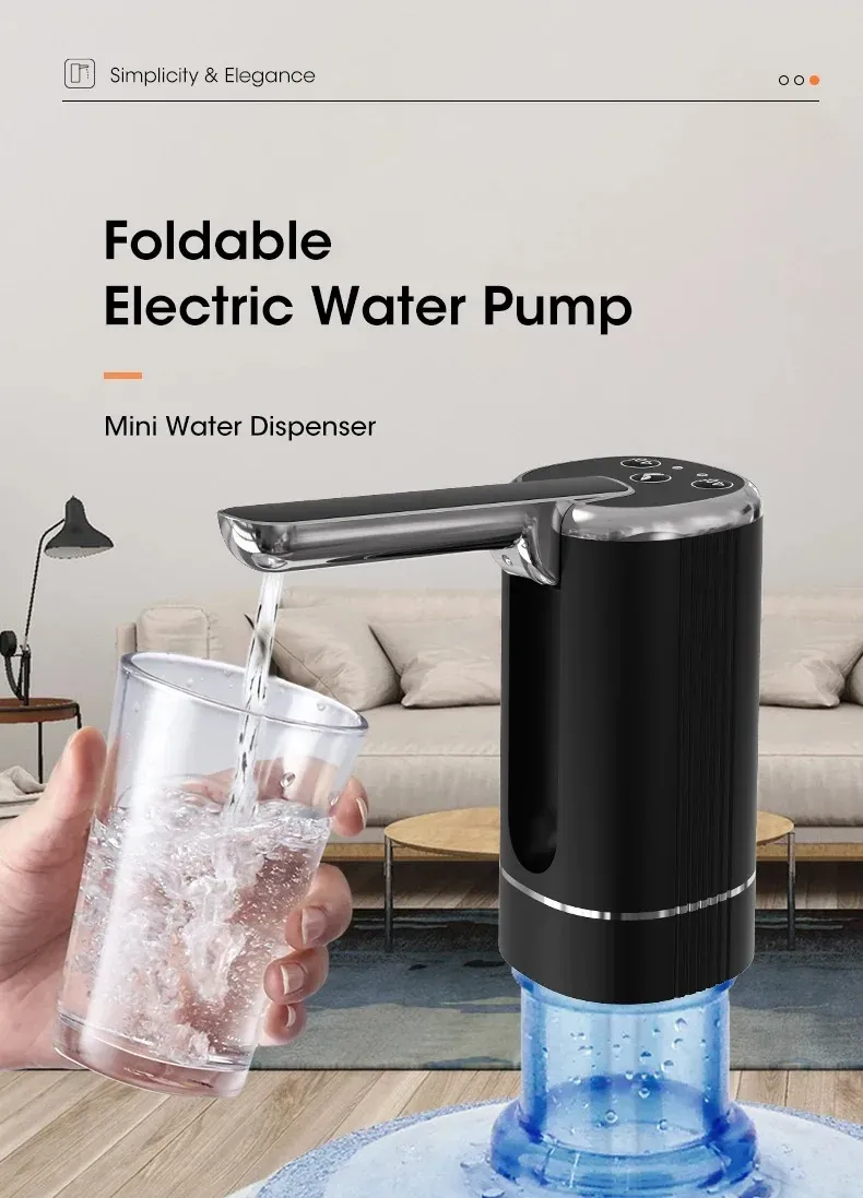 Portable Electric Water Dispenser Pump - USB Rechargeable, Foldable Design, Food-Grade Material, 1200mAh Battery for Home & Travel showcase 1
