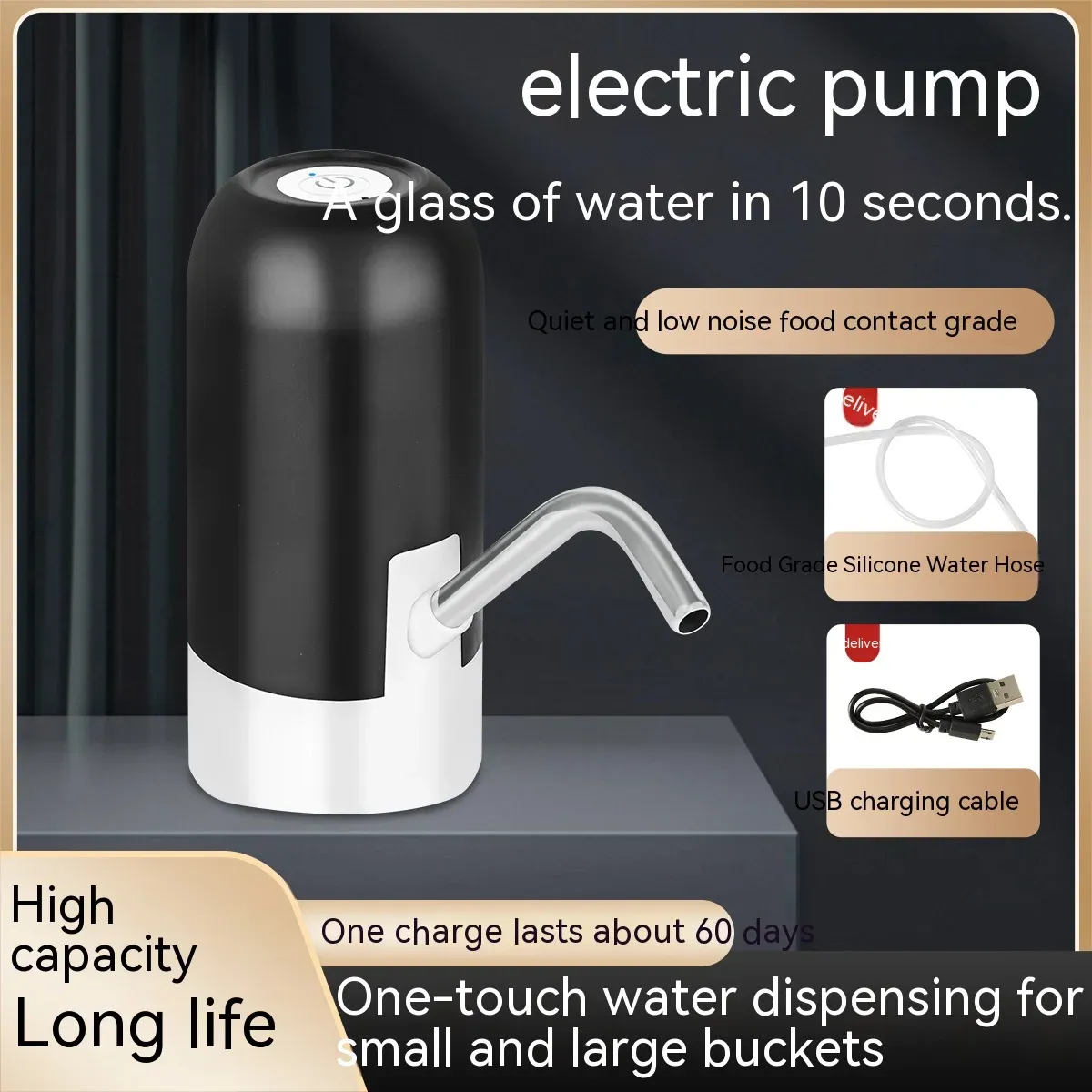 5 Gallon Automatic Water Bottle Dispenser Pump, USB Rechargeable Electric Drinking Water Pump for Home, Office, Outdoor Camping thumbnail 5