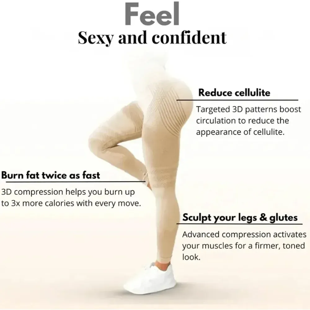 High Waisted 3D Cellulite Leggings for Women - Butt Lifting Tummy Control Yoga Pants for Gym Workout thumbnail 2