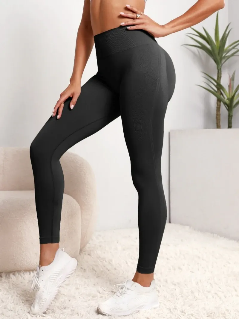 Women's Seamless High Waist Sports Leggings - Push Up Fitness Yoga Pants with Contouring Design, Moisture-Wicking Fabric for Gym and Activewear thumbnail 3